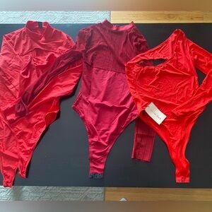 Bundle set of 3 Shein Sexy Red Bodysuits In Small NWOT